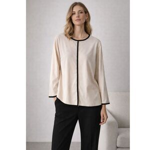 Voyage by Marina Rinaldi Long Sleeve Tunic Blouse with Trim Details 14